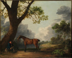 The Third Duke of Dorset's Hunter with a Groom and a Dog
