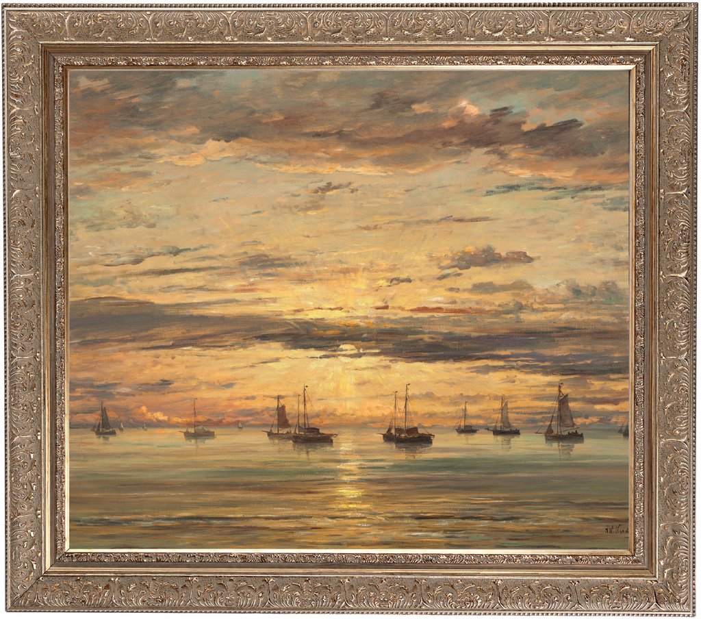 Sunset at Scheveningen: A Fleet of Fishing Vessels at Anchor
