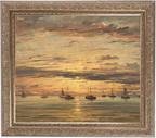 Sunset at Scheveningen: A Fleet of Fishing Vessels at Anchor