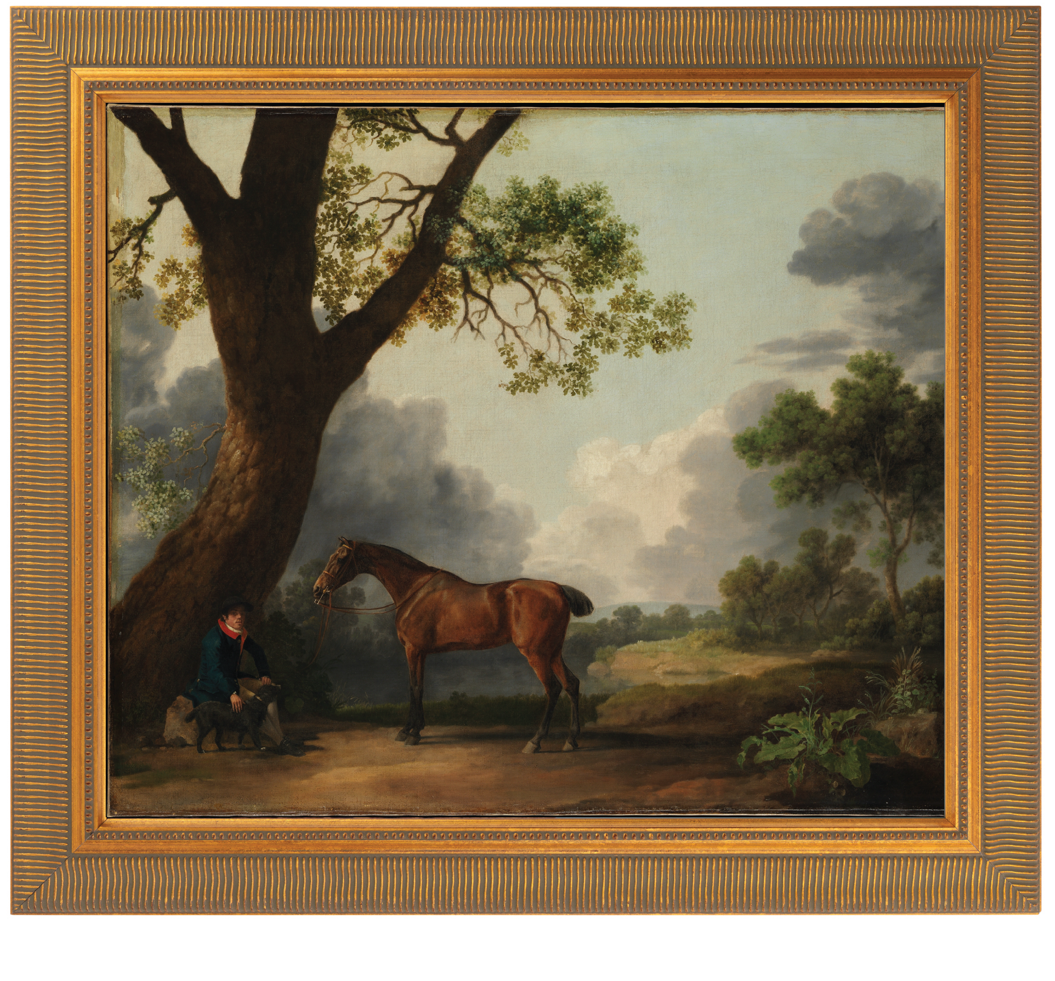 The Third Duke of Dorset's Hunter with a Groom and a Dog