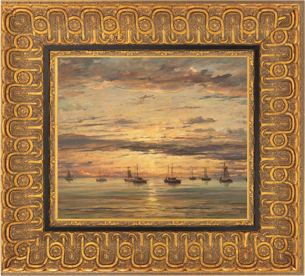 Sunset at Scheveningen: A Fleet of Fishing Vessels at Anchor