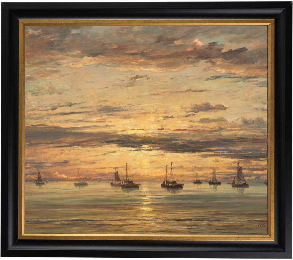 Sunset at Scheveningen: A Fleet of Fishing Vessels at Anchor