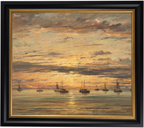 Sunset at Scheveningen: A Fleet of Fishing Vessels at Anchor