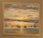 Sunset at Scheveningen: A Fleet of Fishing Vessels at Anchor