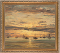 Sunset at Scheveningen: A Fleet of Fishing Vessels at Anchor