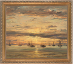 Sunset at Scheveningen: A Fleet of Fishing Vessels at Anchor